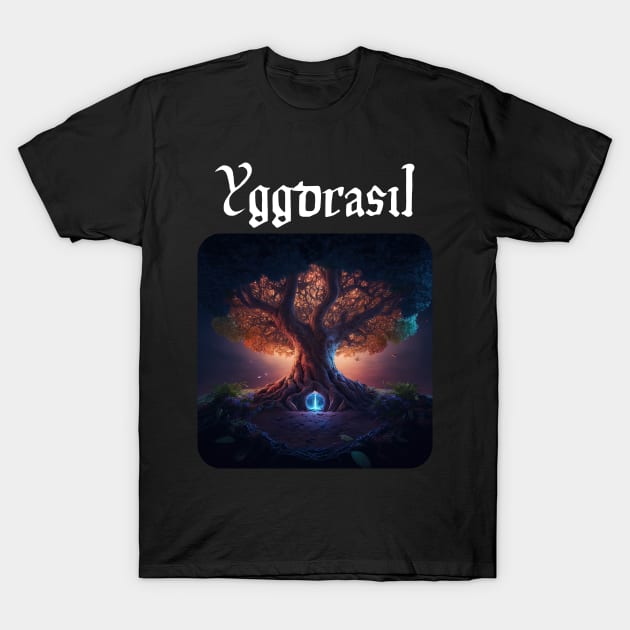 Yggdrasil - Tree of Life v2 T-Shirt by AI-datamancer